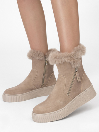 Filippo Beige Leather Ankle Boots for Women