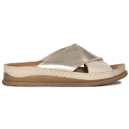 Maciejka Beige + Gold Women's Slides