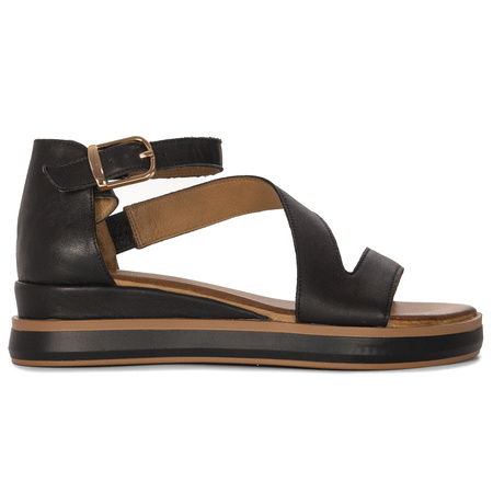  Inuovo Women's Leather Platform Sandals Black