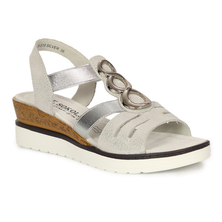 T.Sokolski Women's Leather Sandals Silver