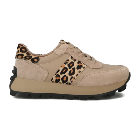 Filippo Beige Leopard Leather Sneakers
