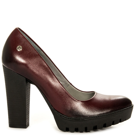 Maciejka Leather Platform Pumps Burgundy 02629-23-00-1