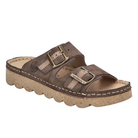 Rieker Women's Leather Flip Flops Beige