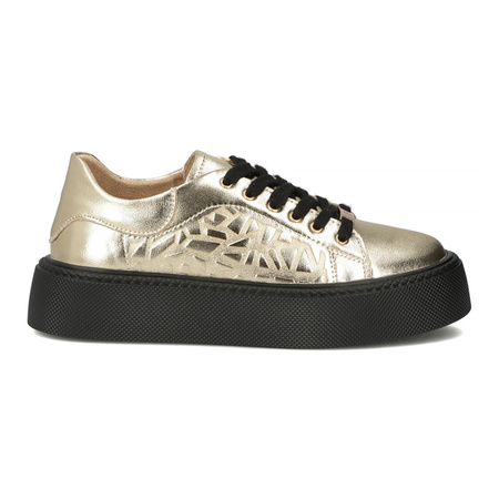 Filippo Gold Leather Sneakers