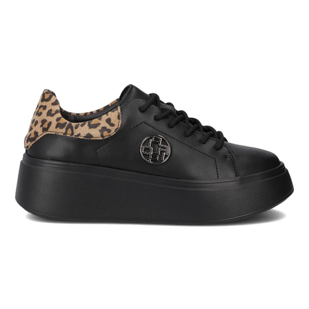 Filippo Black Leopard Leather Sneakers