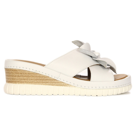 Artiker Women's Leather Platform Flip-Flops White
