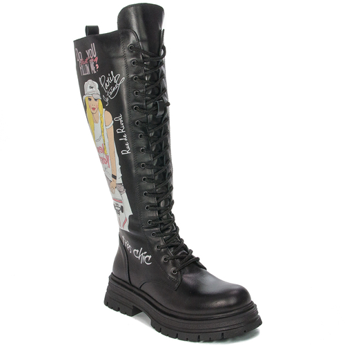 Black Venezia Black leather boots