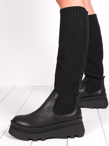 Black Venezia Black leather boots