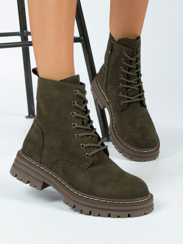 Boots Sergio Leone Green Warmed Lace-Up Boots