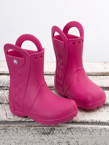 Crocs Children Rain Boots Candy Pink Handle Boot