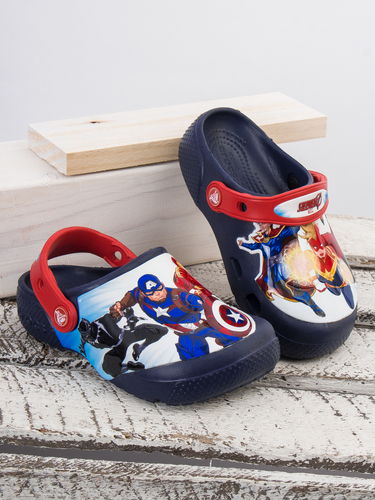 Crocs Children Slides Navy Avengers Patch