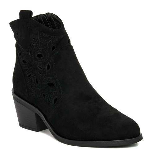 D&A Women's black openwork boots