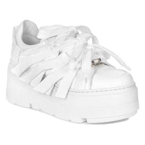 Eksbut Women's White Leather platform Sneakers