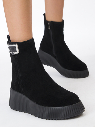 Filippo Black Suede Ankle Boots for Women