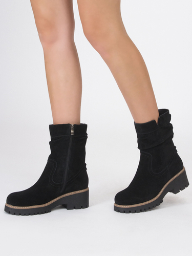 Filippo Black Suede Leather Women's Boots