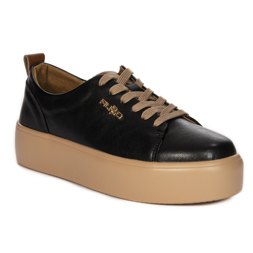 Filippo Black and Beige leather platform Low Shoes