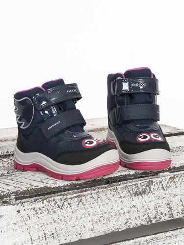 GEOX Children's' insulated Velcro boots Navy Fuchsia