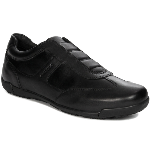 GEOX Men's U Edgware Black leather slip-on half shoes black