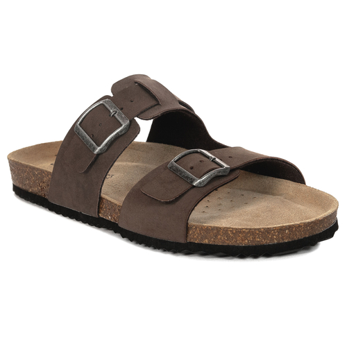 Geox Men's Leather Flip Flops Brown