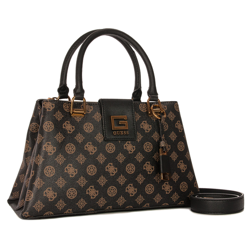 Guess Women's  Alva Girlfriend Satchel Brown Logo Bag