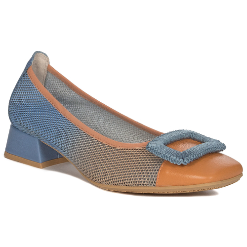 Hispanitas Women's Cervo Peach Azure blue and orange half shoes