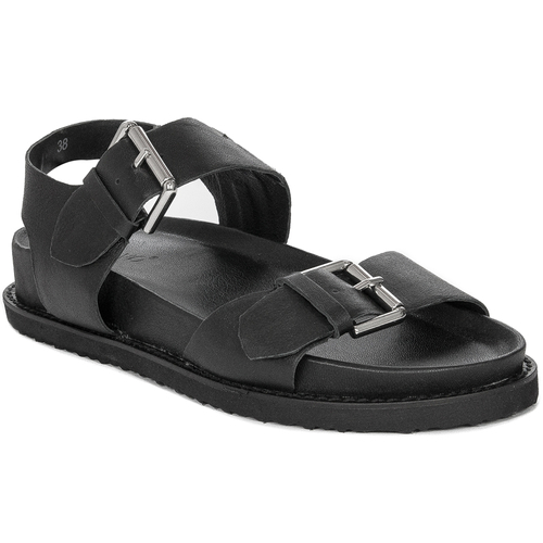 Inuovo Black Women's Leather Sandals