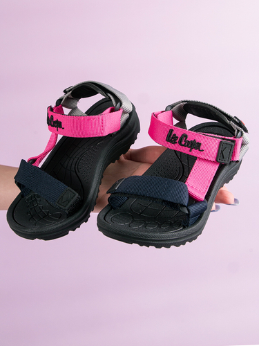 Lee Cooper Children's girls' sandals with Velcro Black Fuxia Fushia