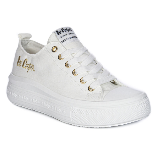 Lee Cooper Women's White-Gold Trainers