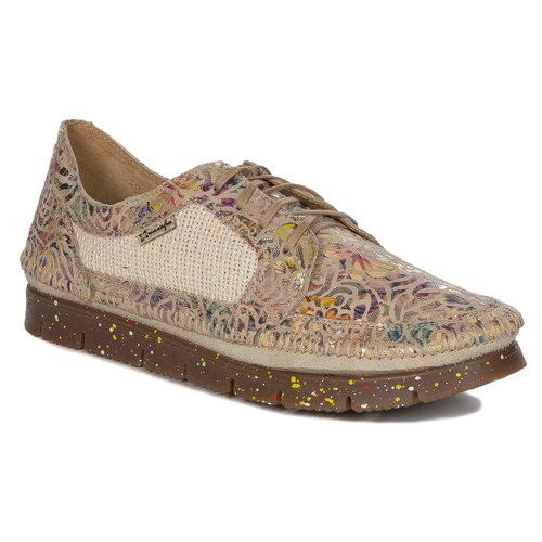 Maciejka 03512-58/00-0 Beige + Flowers Flat Shoes