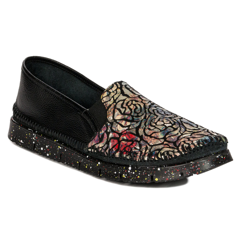 Maciejka 03512-58/00-0 Black + Flowers Flat Shoes