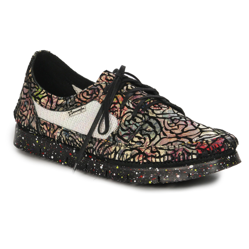 Maciejka 03512-58/00-0 Black + Flowers Flat Shoes