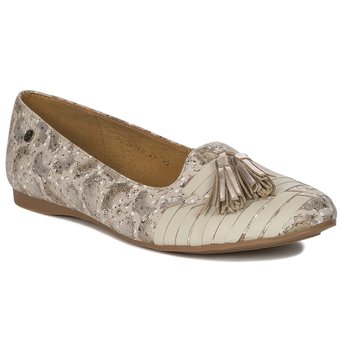 Maciejka 04016-25/00-5 Beige + Gold Ballerinas