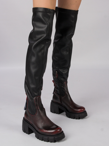 Maciejka 05260-0800-7 Black and Red Knee-High Boots