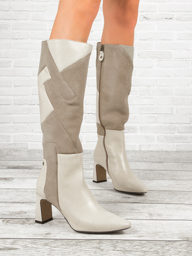 Maciejka 05784-22/00-8 Light Beige Knee-High Boots