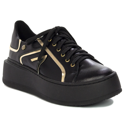 Maciejka 06197-01/00-8 Women's Leather Sneakers Black & Gold