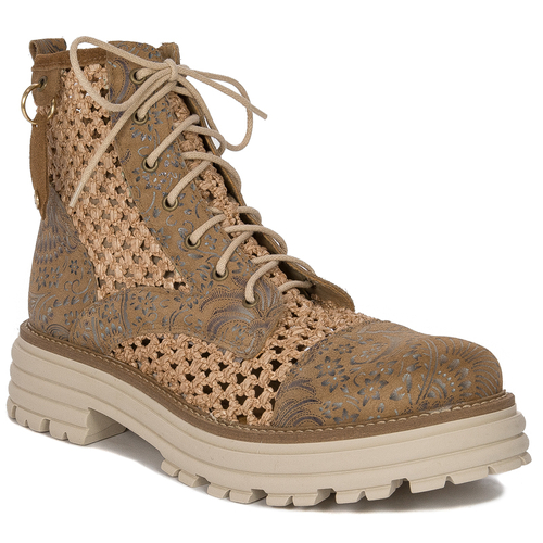 Maciejka Beige Lace-Up Boots