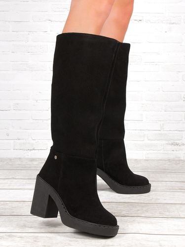 Maciejka Black Suede Knee-High Boots