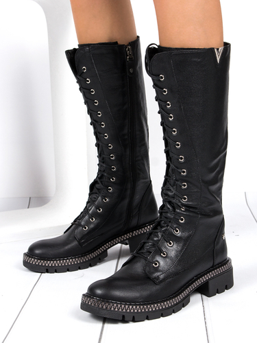 Maciejka Black Women's Lace-Up Boots