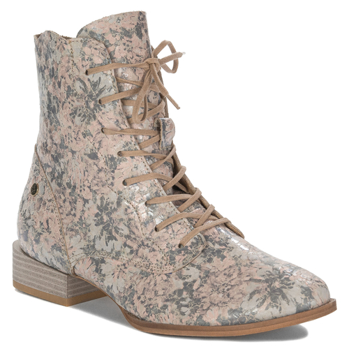 Maciejka Flowers Nude Lace-up Boots