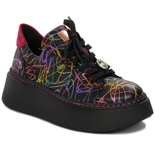 Maciejka Women's Leather Sneakers Black and multicolor