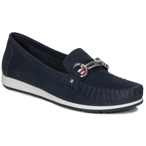 Marco Tozzi Women's leather moccasins Navy Nubuck