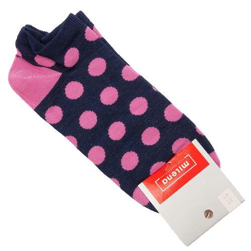 Patterned Milena women's socks, patterned Navy Blue Pink Dots