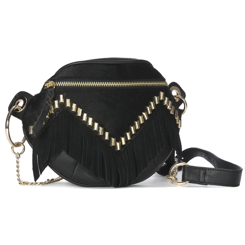 Piti Cuiti Women's Handbag Black with Tassels