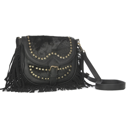 Piti Cuiti Women's Shoulder Bag Black with Tassels