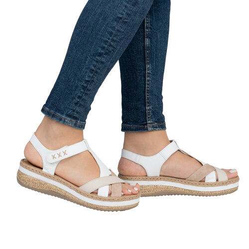 Rieker Women's Beige White Beige Sandals