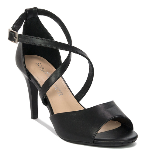 Sergio Leone women's sandals on a high heel Black PU