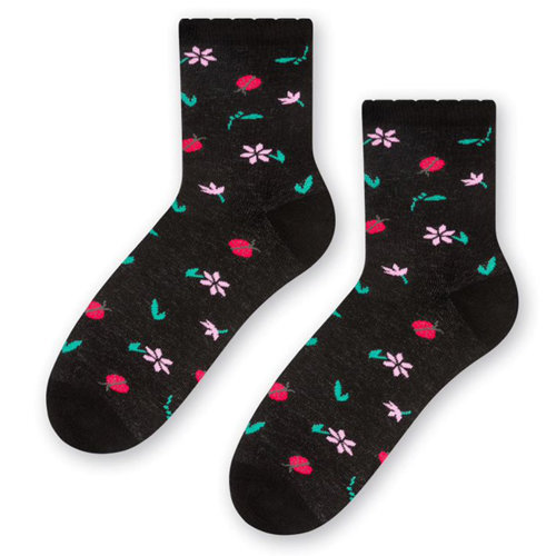 Steven Socks 099 Black/ Ladybugs