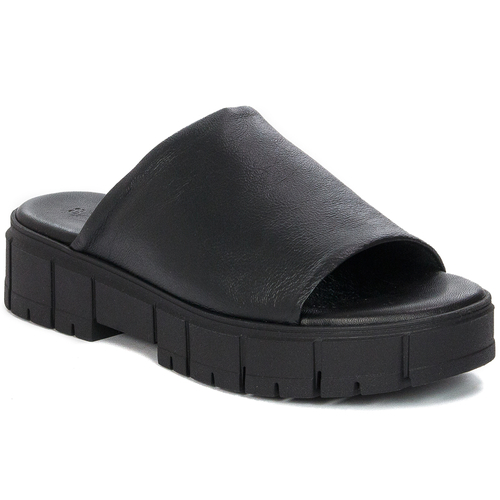 Tamaris Women's Leather Slippers On The Platform Black