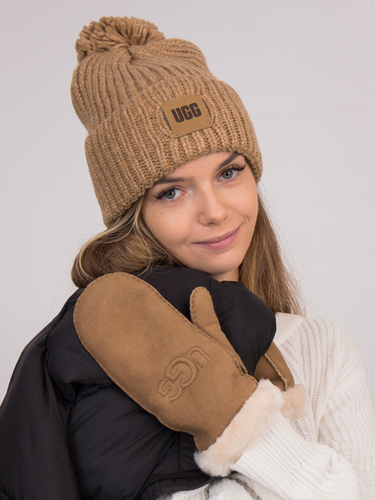 UGG 20932 CHE gloves in Shearling Embroider Mitten Chestnut