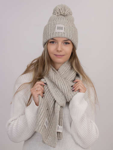 UGG Hat and Scarf Set 21883 Light Gray